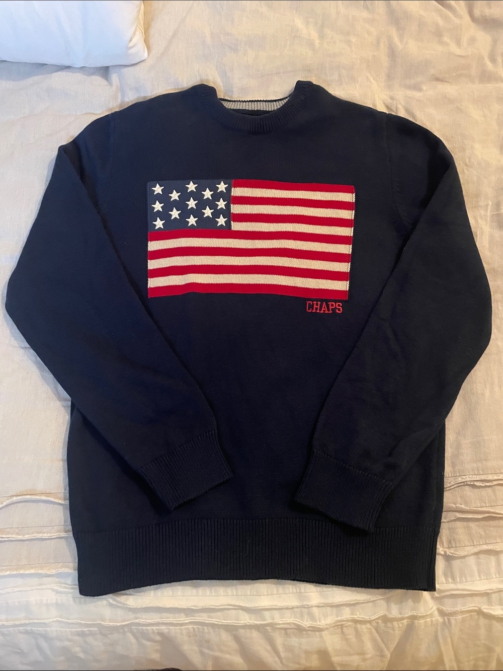 Cotton Chaps Embroidered American Flag Sweater